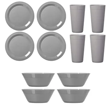 Durable US Acrylic Newport Plastic Dinnerware Set for 4