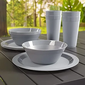 Durable US Acrylic Newport Plastic Dinnerware Set for 4