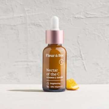 Vitamin C Serum for Face - 10% Vitamin C with Hyaluronic Acid, Vitamin E - Vegan & Clean - Anti Aging, Reduce Appearance of Wrinkles, Dark Age Spots, Lines - Nectar of the C by Fleur & Bee (1 Fl Oz)