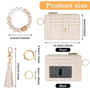 KNGITRYI Wallet Keychain Wristlet for Women,Slim RFID Credit Card Holder Purse Tassel Keychain Bangl...