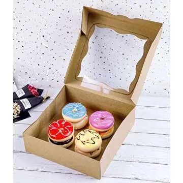 CHERRY 15-Pack Bakery Boxes with Window for Desserts