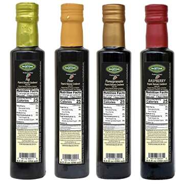 Mantova Organic Flavored Balsamic Vinegar of Modena 4-Variety Pack: Fig, Pear, Pomegranate, & Raspbe...