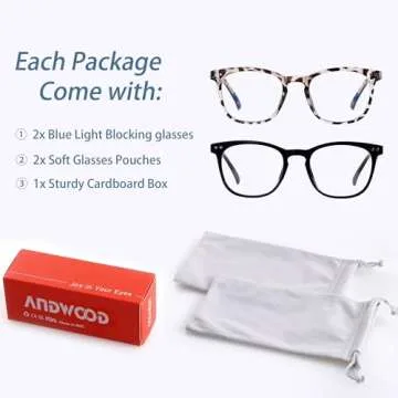 ANDWOOD Blue Light Blocking Glasses for Eye Comfort