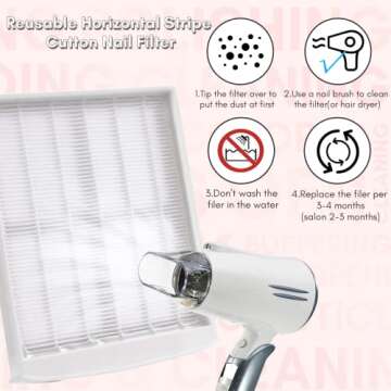 Makartt Nail Dust Collector - 60W Extractor Vacuum Dust Collector for Nails Acrylic Nail Drill Dust Extractor Beauty Gift Nail Salon Equipment with 2 Powerful Nail Fan MK200