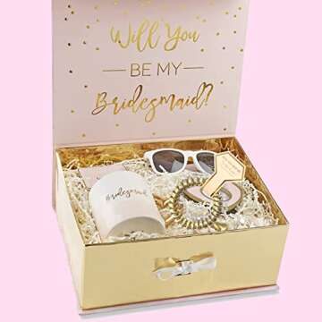 CUTERUI GIFTED Bridesmaid Gifts-8 pack Champagne and White Coil Hair Ties for Bachelorette Party Fav...