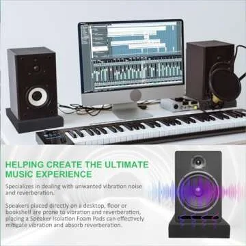 JBER 2 Pack Acoustic Isolation Pads, Studio Monitor Speaker Isolation Foam Pads, High Density Acoustic Foam Suitable for 5" Inch Speakers for Sound Improvement Prevent Vibrations