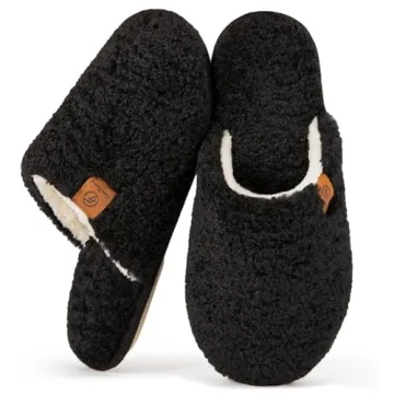 EverFoams Women's Cozy Memory Foam Slippers - Black