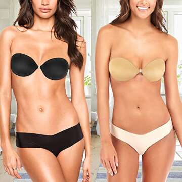 Ticoni Adhesive Bra Invisible Sticky Strapless Push up Reusable Silicone Covering Nipple Bras for Ba...