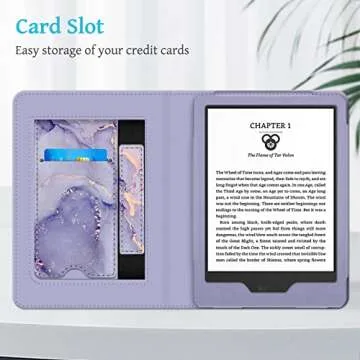Fintie Stand Case for 6" All-New Kindle (11th Generation-2024/2022 Release) - PU Leather Cover with Auto Sleep/Wake Card Slot & Hand Strap for Kindle 2024/2022 11th Generation e-Reader, Lilac Marble