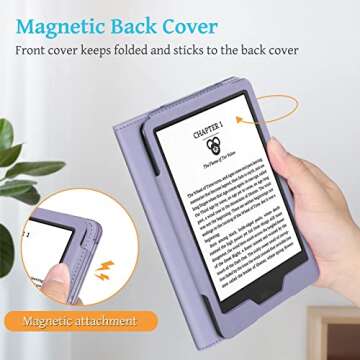 Fintie Stand Case for 6" All-New Kindle (11th Generation-2024/2022 Release) - PU Leather Cover with Auto Sleep/Wake Card Slot & Hand Strap for Kindle 2024/2022 11th Generation e-Reader, Lilac Marble