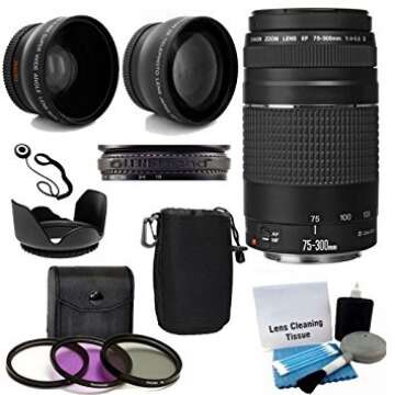 Canon EF 75-300mm Telephoto Zoom Lens Kit with Accessories