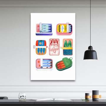Vintage Food Art Sardine Set Print Vintage Kitchen Wall Decor Italian Food Poster 12x18inch Unframed