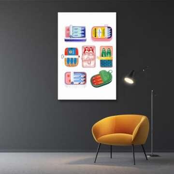 Vintage Food Art Sardine Print for Kitchen Decor