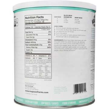 Augason Farms Gluten-Free Black Bean Burger Pail, 46 oz – 38 Servings!
