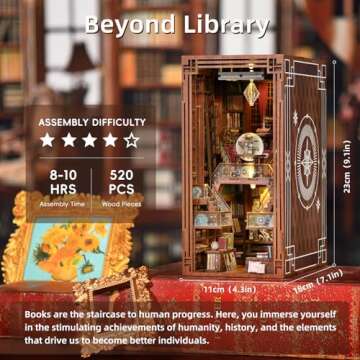 CCCDF DIY Book Nook Kit - 3D Wooden Puzzle Bookend with LED Light