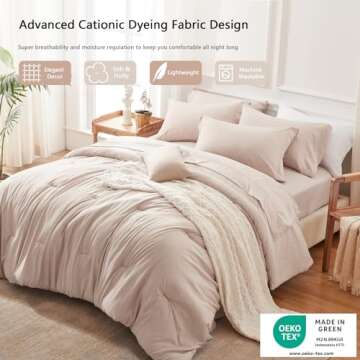 UNILIBRA King Comforter Set 7 Pieces Bed in a Bag - Taupe King Soft Bed Set for All Seasons - Cation...