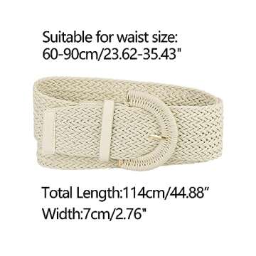 Allegra K Women's Wide Woven Waist Belts with Buckle