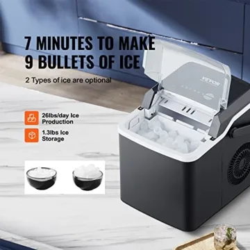 VEVOR Self-Cleaning Countertop Ice Maker 26lbs Output