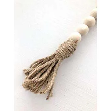 PINSUKO Natural Wood Bead Garland Set with Tassels, Farmhouse Beads, 57 Inches
