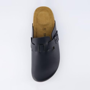 CUSHIONAIRE Hana Womens Clogs | Comfortable Vegan Suede Clogs for Women | Slip On Potato Shoes with Cork Footbed & Arch Support| Black 8.5