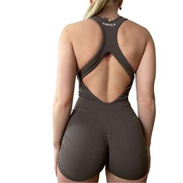 AUROLA Power Romper for Women Workout Yoga Gym Seamless One Piece Racerback Jumpsuit Tummy Control P...