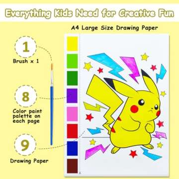 JZILU Watercolor Coloring Book for Kids, Paint with Water- Magic Paint Set Water Painting Book for Toddlers- Arts and Crafts Kit for Girls Boys Travel Activities -Stocking Stuffers for Kids