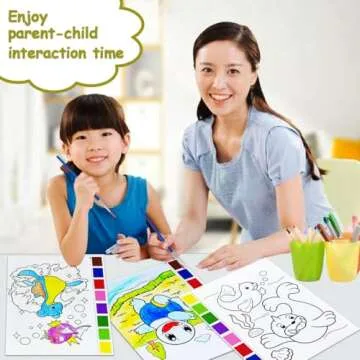 JZILU Watercolor Coloring Book for Kids, Paint with Water- Magic Paint Set Water Painting Book for Toddlers- Arts and Crafts Kit for Girls Boys Travel Activities -Stocking Stuffers for Kids
