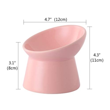 Pink Small Ceramic Raised Cat Bowls for Elevated Feeding