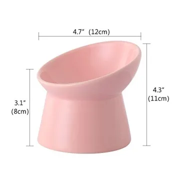 Pink Small Ceramic Raised Cat Bowls for Elevated Feeding