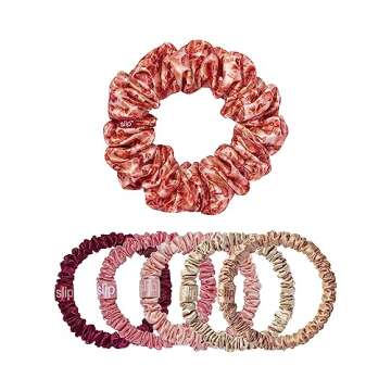 SLIP Silk Pure Silk Scrunchies - Flora Set - 6 Count - 100% Pure 22 Momme Mulberry Silk Scrunchies f...