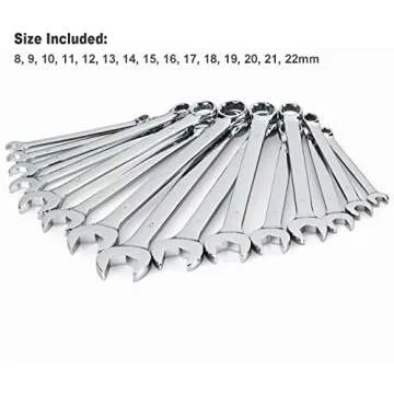 Max Torque 15-Piece Premium Combination Wrench Set, Chrome Vanadium Steel, Long Pattern Design | Inc...