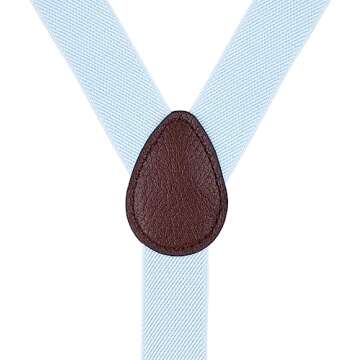 Pzle Men's Suspenders and Bow Tie Adjustable Set for Wedding 47 Inches Light Blue