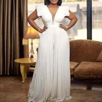 Chic Sleeveless V Neck Jumpsuit - Elegant Women's Fashion