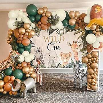 Safari Jungle Balloon Garland Kit for First Birthdays