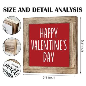 Valentine's Day Decor, Happy Valentine's Day Wood Sign, Wooden Box Signs for Home Decor, Tabletop De...