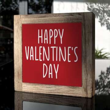 Valentine's Day Decor, Happy Valentine's Day Wood Sign, Wooden Box Signs for Home Decor, Tabletop Decor for Valentines Day, Rustic Farmhouse Decor, Table Decor Art, Valentine's Day Gift