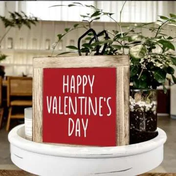 Valentine's Day Decor, Happy Valentine's Day Wood Sign, Wooden Box Signs for Home Decor, Tabletop Decor for Valentines Day, Rustic Farmhouse Decor, Table Decor Art, Valentine's Day Gift