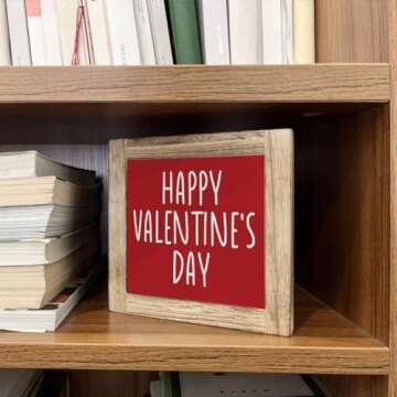Valentine's Day Decor, Happy Valentine's Day Wood Sign, Wooden Box Signs for Home Decor, Tabletop Decor for Valentines Day, Rustic Farmhouse Decor, Table Decor Art, Valentine's Day Gift