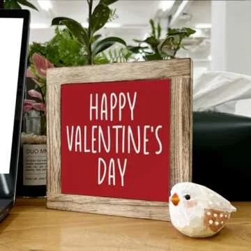 Valentine's Day Decor, Happy Valentine's Day Wood Sign, Wooden Box Signs for Home Decor, Tabletop Decor for Valentines Day, Rustic Farmhouse Decor, Table Decor Art, Valentine's Day Gift