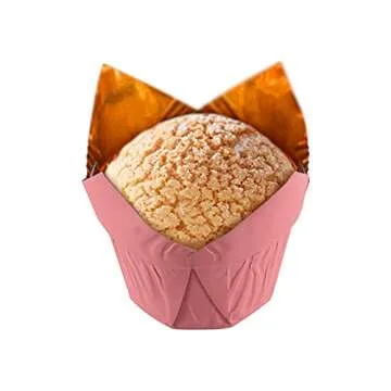 Party Hippo Gold Tulip Cupcake Liners 100 Pcs Baking Paper Cups Holders Greaseproof Muffin Cases Wrappers for Wedding Birthday Party Baby Shower (Pink)