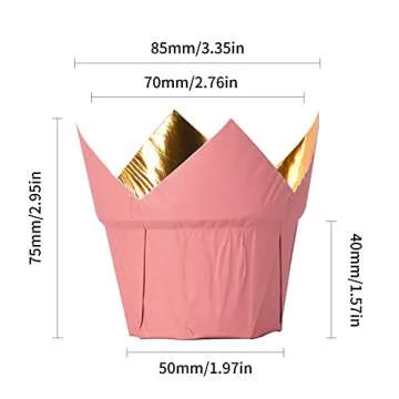 Party Hippo Gold Tulip Cupcake Liners 100 Pcs Baking Paper Cups Holders Greaseproof Muffin Cases Wrappers for Wedding Birthday Party Baby Shower (Pink)