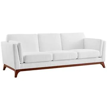 Modway Chance Mid-Century Modern Upholstered Fabric Sofa - Unsurpassed Comfort in White