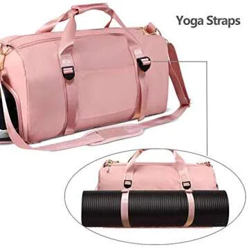 Sports Gym Bag with Wet Pocket & Shoes Compartment, Travel Duffel Bag for Men and Women Lightweight (pink) Large