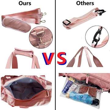 Sports Gym Bag with Wet Pocket & Shoes Compartment, Travel Duffel Bag for Men and Women Lightweight (pink) Large