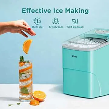 Silonn Ice Makers Countertop, 9 Cubes Ready in 6 Mins, 26lbs in 24Hrs, Self-Cleaning Ice Machine wit...