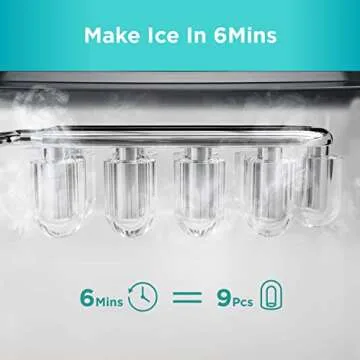 Silonn Ice Makers Countertop, 9 Cubes Ready in 6 Mins, 26lbs in 24Hrs, Self-Cleaning Ice Machine with Ice Scoop and Basket, 2 Sizes of Bullet Ice for Home Kitchen Office Bar Party, Green