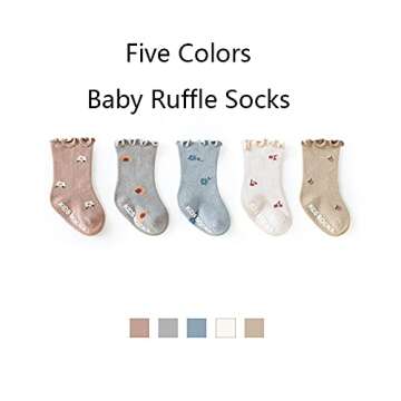 FYLuoke Baby Girls Ruffle Socks - 5 Pairs of Toddler Ankle Socks