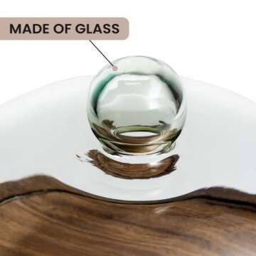 Elegant Acacia Wood Cake Stand with Glass Dome 11.4"