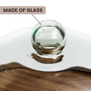 Elegant Acacia Wood Cake Stand with Glass Dome 11.4"