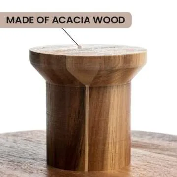 Elegant Acacia Wood Cake Stand with Glass Dome 11.4"